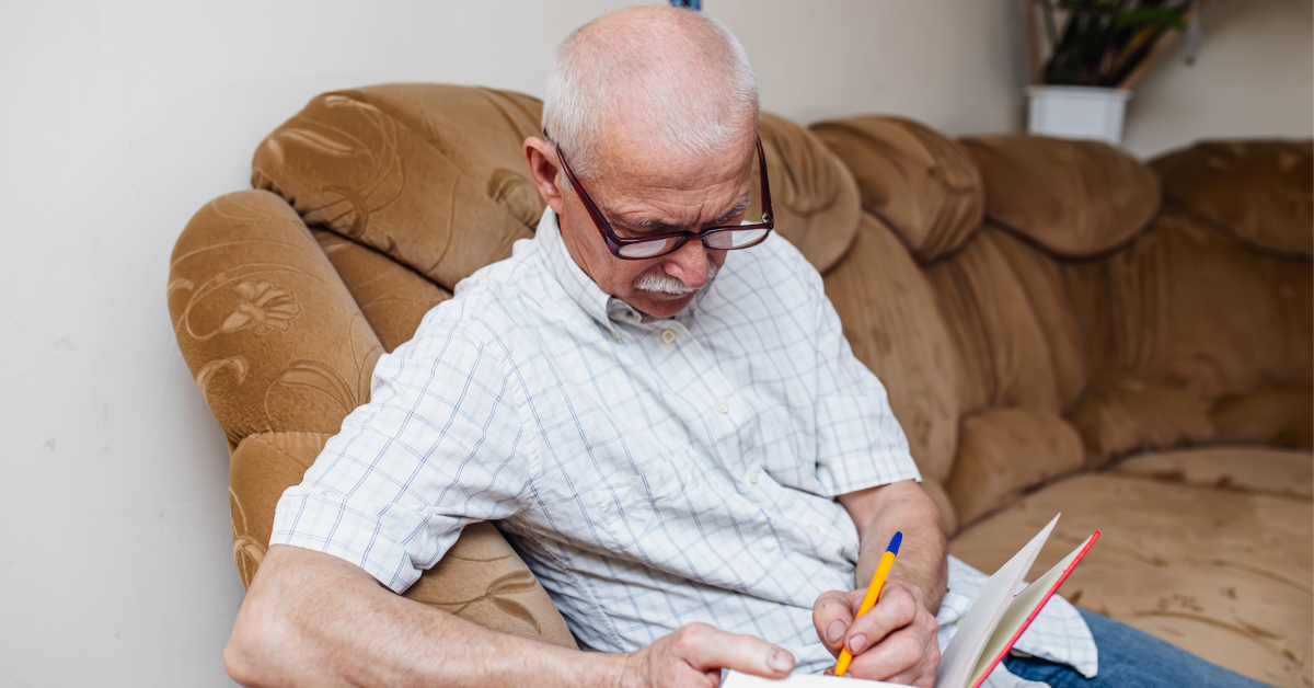 an old men writing