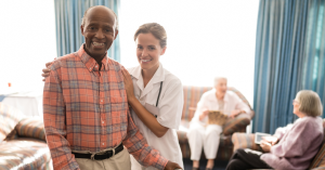 caregiver with old men