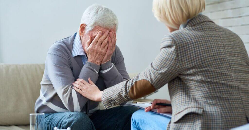 senior preocupaded in an assisted living