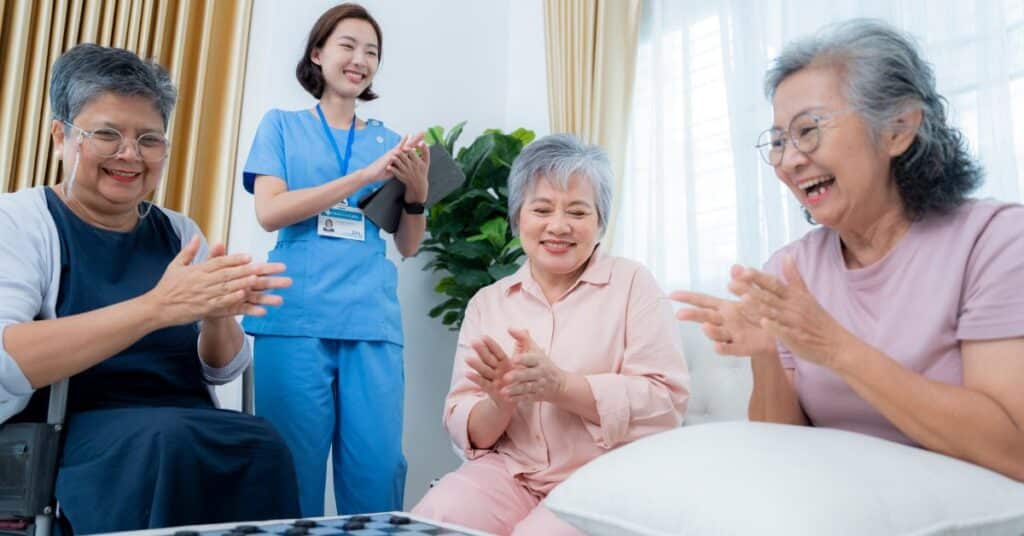 seniors in assisted living community